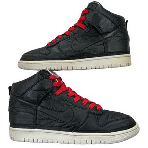 Custom Vintage Nike Dunk High Vandal Nylon Black White Red 2008 Sneakers Sz 9